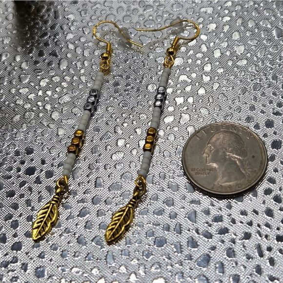 "5/$25" Artisan Seed Bead Mixed Metal Long Dangle Earrings 925 Ear Wires - Picture 7 of 8